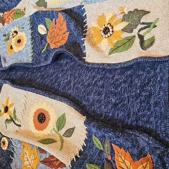 Vintage Floral Knit Cardigan Jacket Size M - Picture 8 of 9